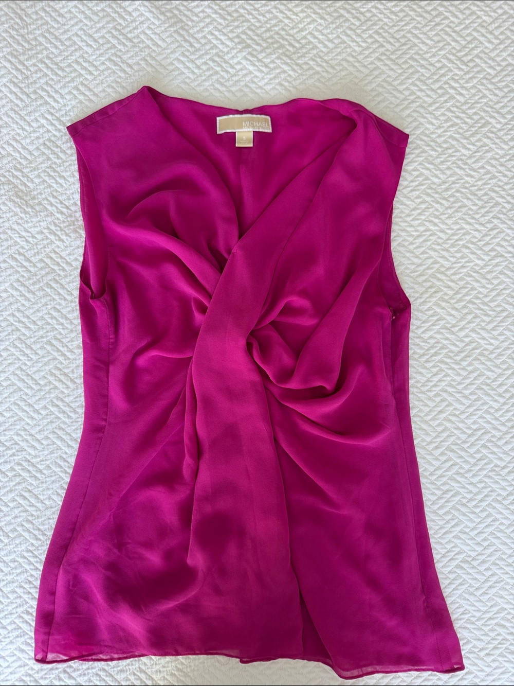 Michael Kors Magenta Sleeveless Twist-Front Silk Camisole
